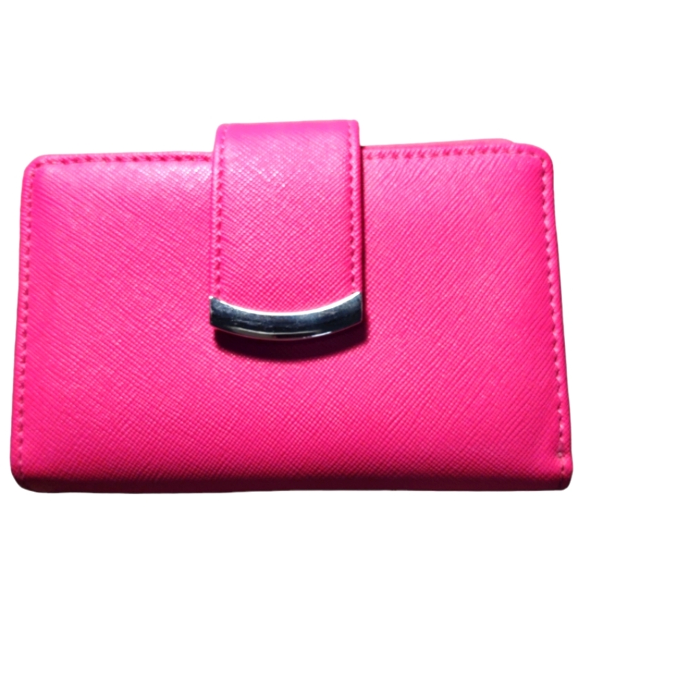 Pink Man Made Material Womens Wallet Billfold Accessory with Buckle and Snap - Picture 12 of 13